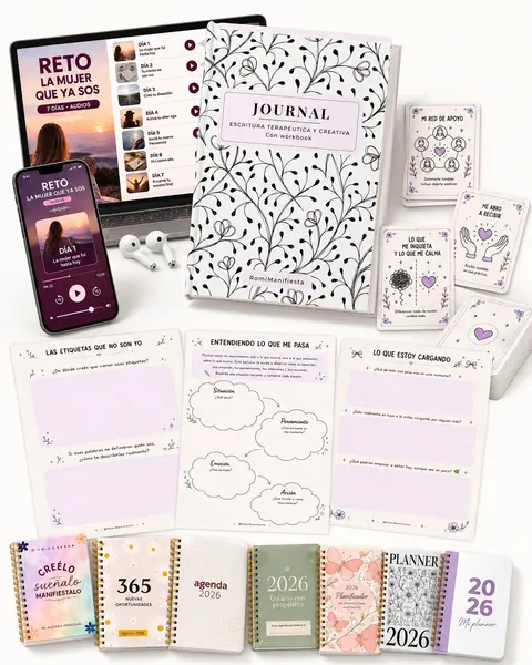 Tu kit completo de journal: 2 journals, tarjetas, agendas, printables y audios del reto